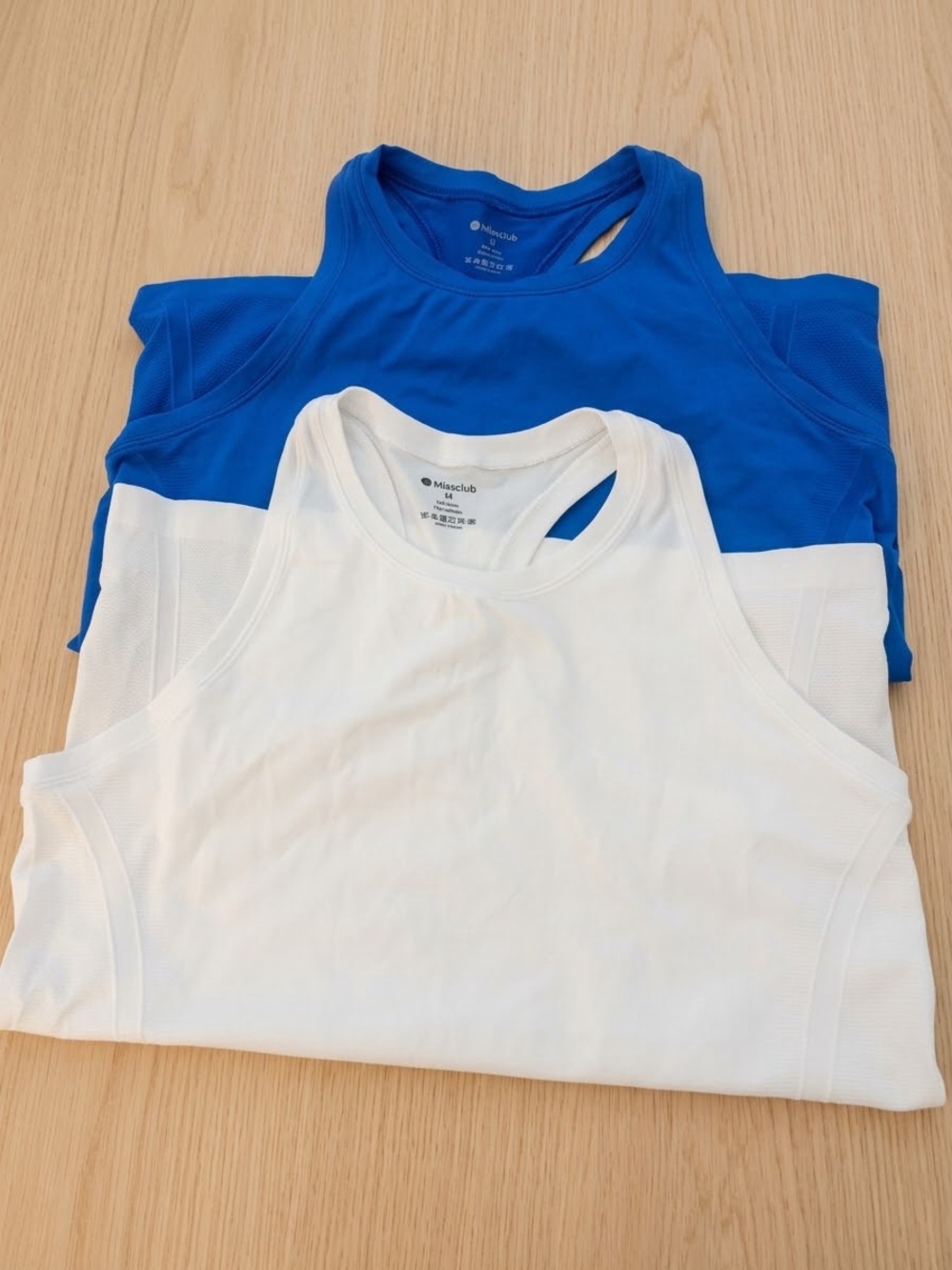 Racerback Tank Tops - White & Blue Sz M NWOT